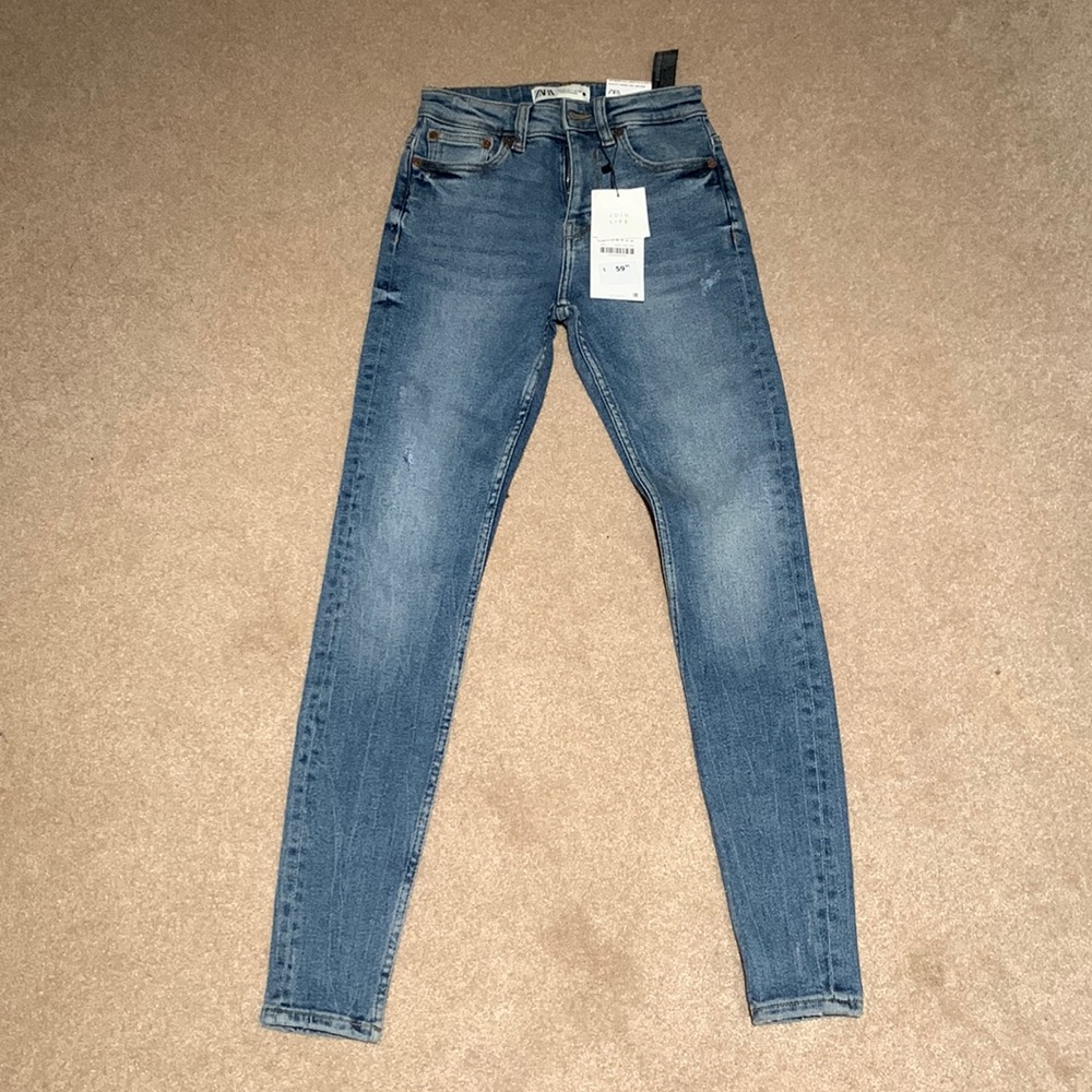 Zara slim fit skinny jeans, Clover blue